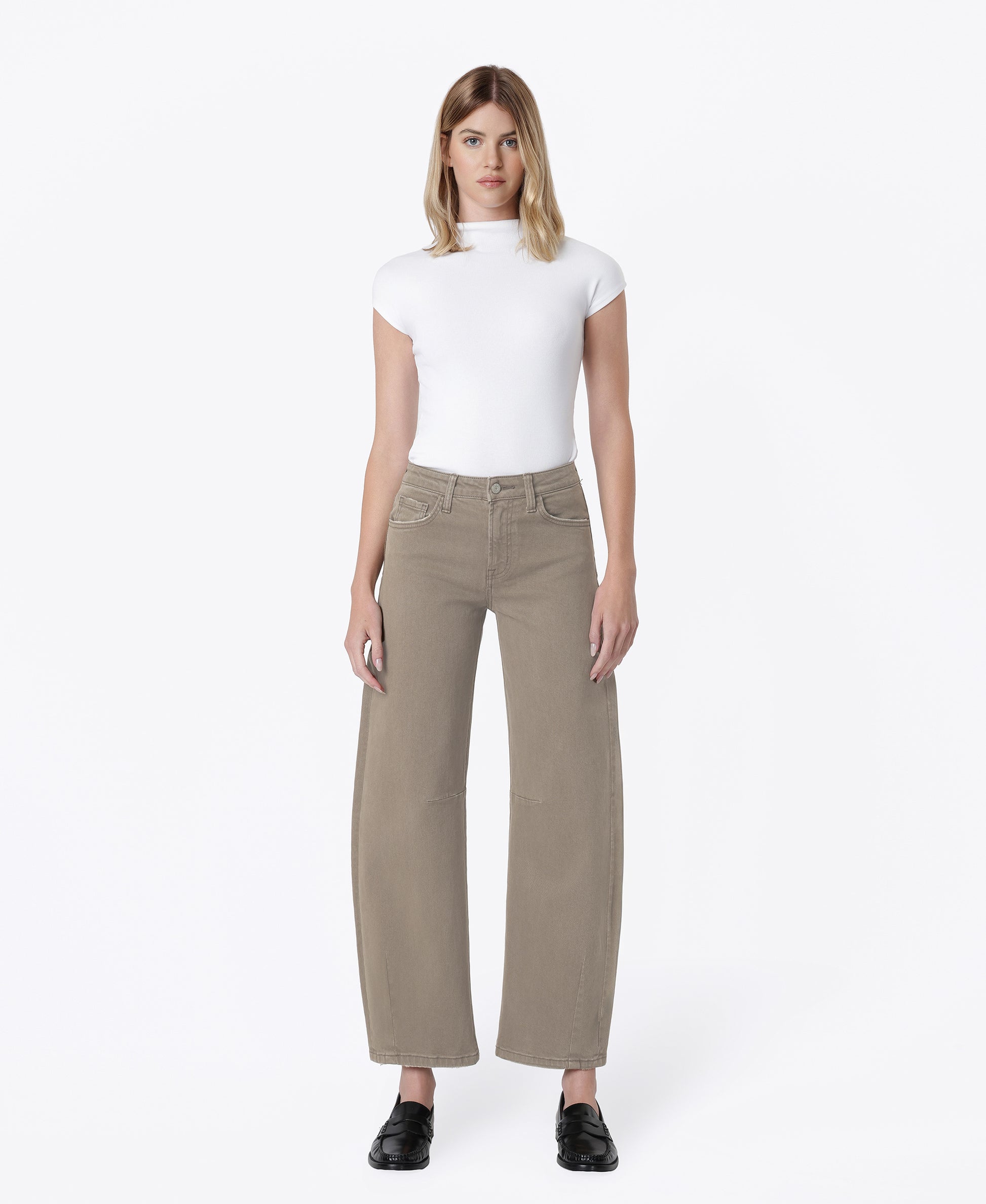 Front product images of Ash - High Rise Darted Ankle Wide Barrel Jeans
