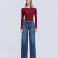 Front product images of Celestial - Super High Rise Trouser Hem Baggy Wide Leg Jeans