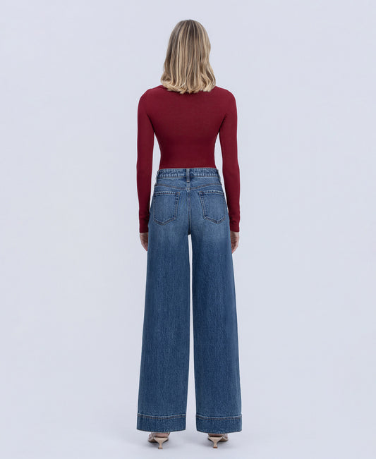 Back product images of Celestial - Super High Rise Trouser Hem Baggy Wide Leg Jeans