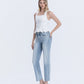Left 45 degrees product image of Beautiful Goddess - High Rise Pearl & Rhinestone Straight Jeans