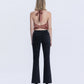 Black - High Rise Pearl Embellished Bootcut Jeans
