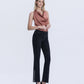 Black - High Rise Pearl Embellished Bootcut Jeans