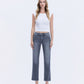 Front product images of Gray - Mid Rise Seamless WB Ankle Straight Jeans