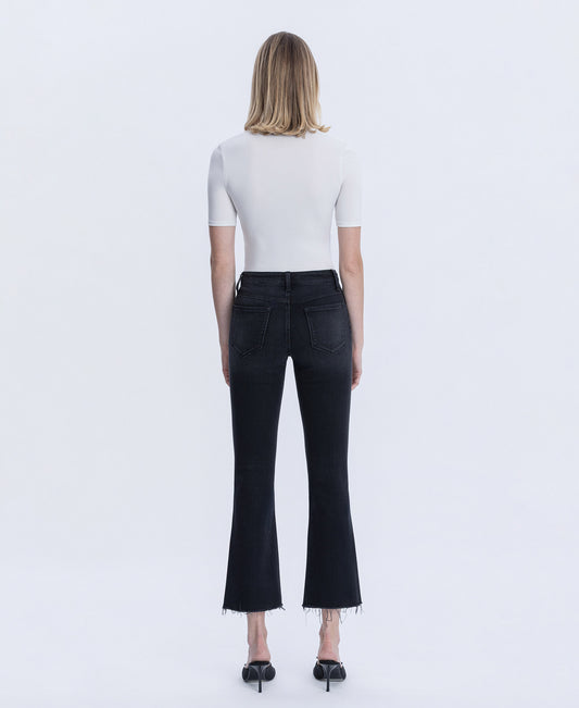 Back product images of Black - High Rise Raw Hem Ankle Bootcut Jeans
