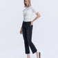 Left 45 degrees product image of Black - High Rise Raw Hem Ankle Bootcut Jeans