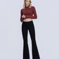 Front product images of Black - Mid Rise Full Length Seamless WB Flare Jeans