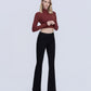 Right 45 degrees product image of Black - Mid Rise Full Length Seamless WB Flare Jeans