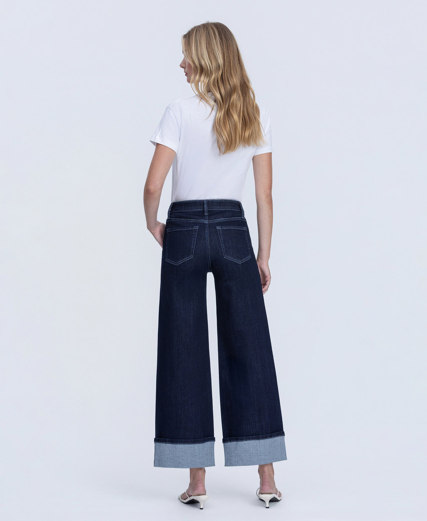 Back product images of Revenue - High Rise Cuffed Ankle Wide Leg Jeans