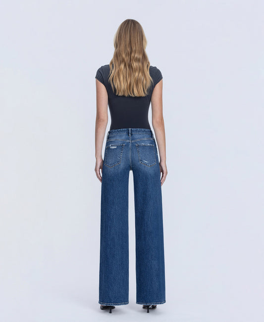 Back product images of Nicest - High Rise Seamless Waistband Wide Leg Jeans