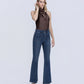 Right 45 degrees product image of Regalia - High Rise 2 Buttons Patch Pocket Tinted Flare Jeans