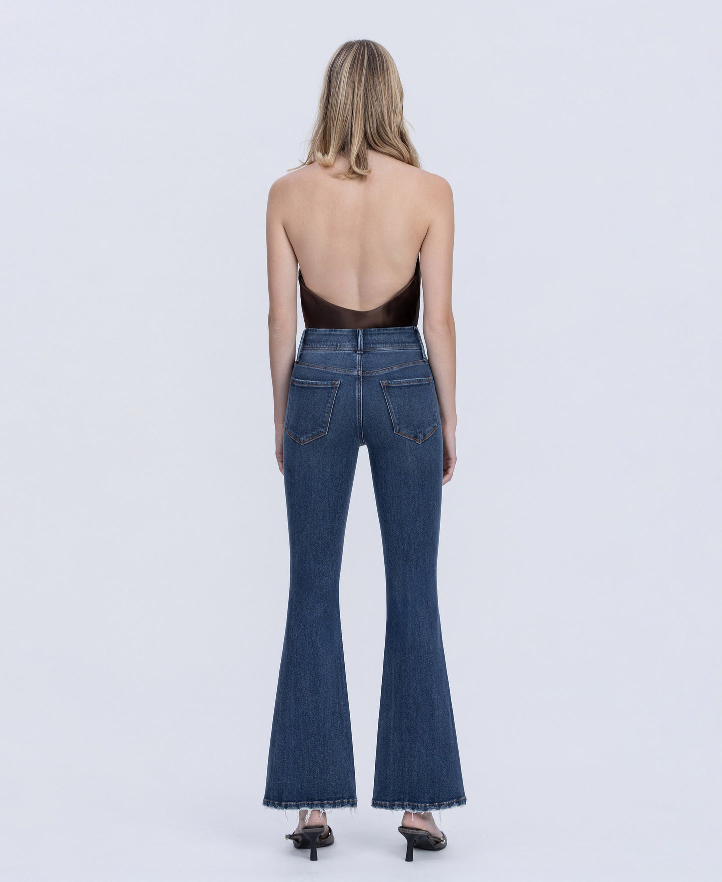 Back product images of Regalia - High Rise 2 Buttons Patch Pocket Tinted Flare Jeans