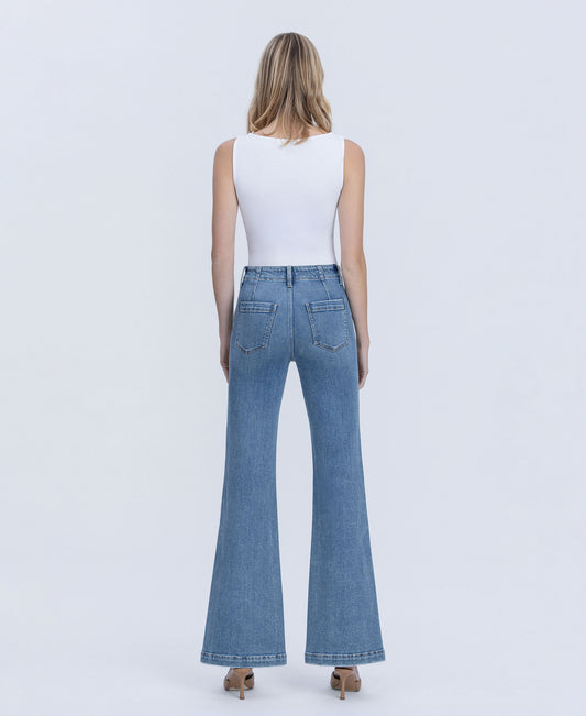 Back product images of Lustre - High Rise Slit Hem Easy Flare Jeans