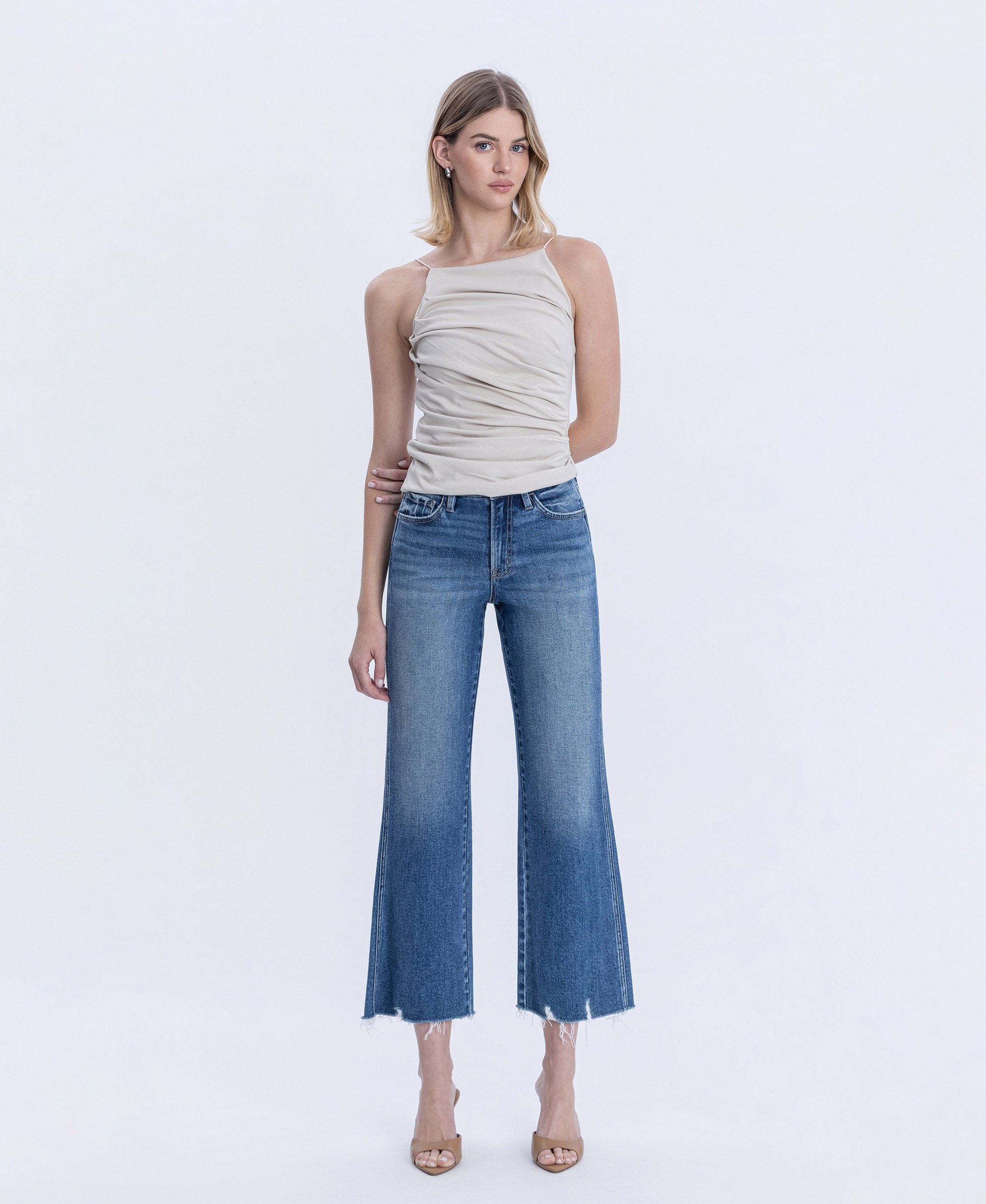 VERVET Treasure High Rise Raw Hem Vintage Flare Jeans