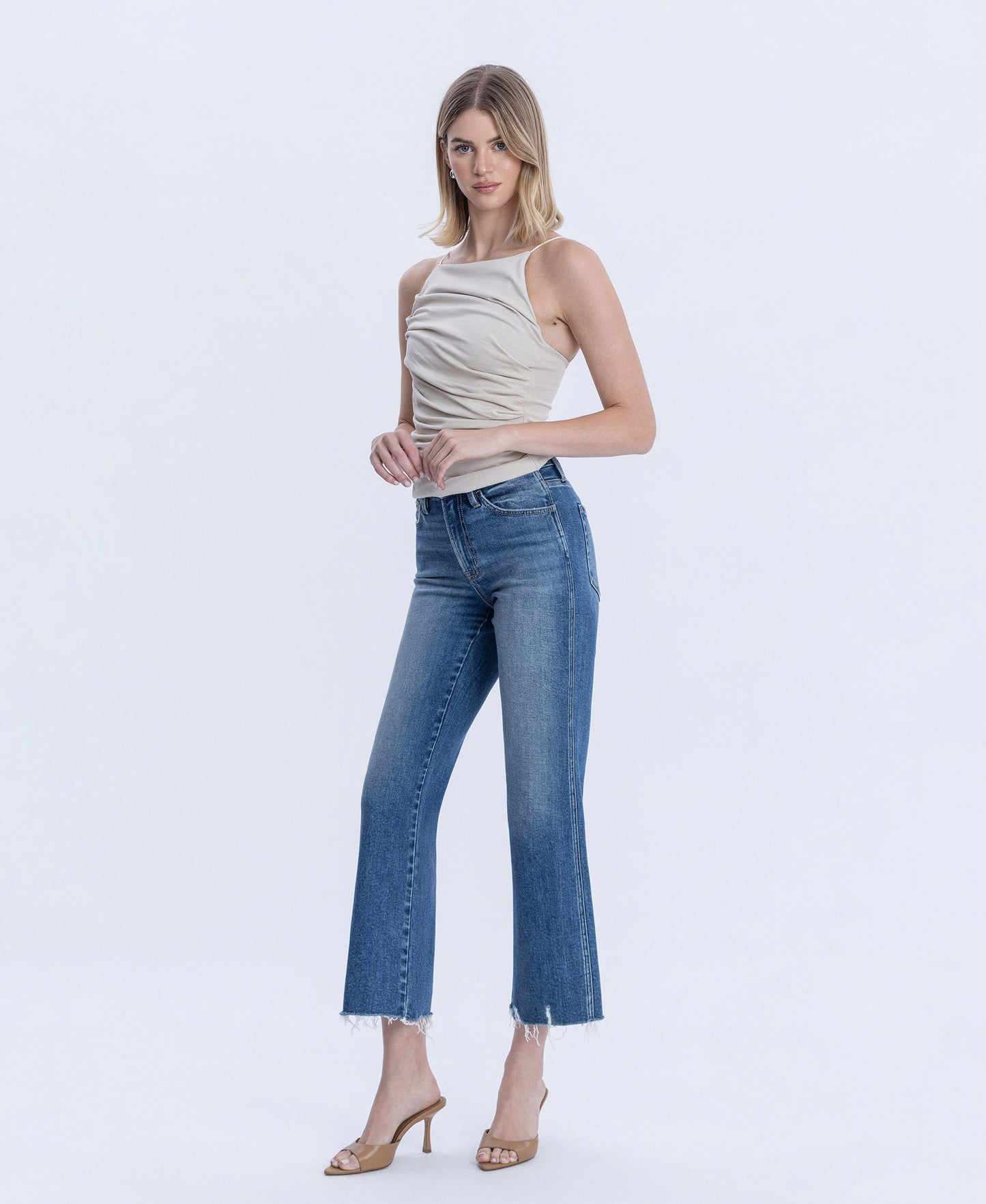 Left 45 degrees product image of Treasure - High Rise Raw Hem Vintage Flare Jeans