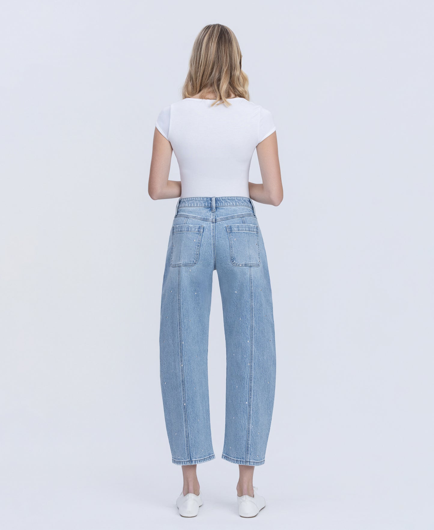 Back product images of  Brilliant - High Rise Hotfix Embellished Barrel Jeans