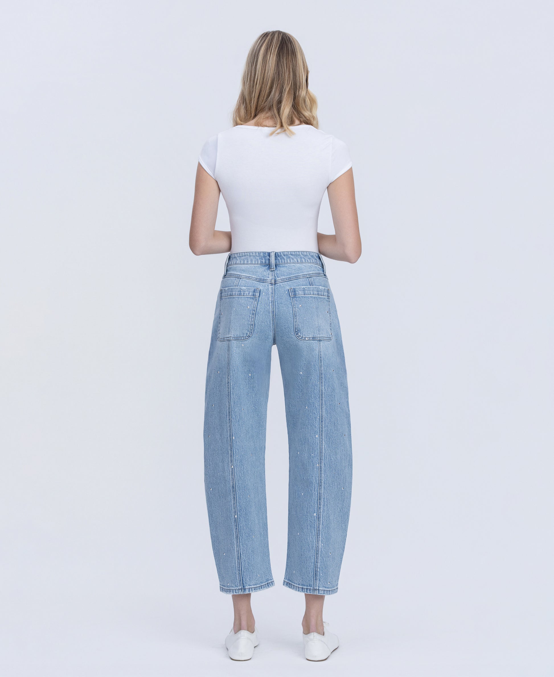 Back product images of  Brilliant - High Rise Hotfix Embellished Barrel Jeans
