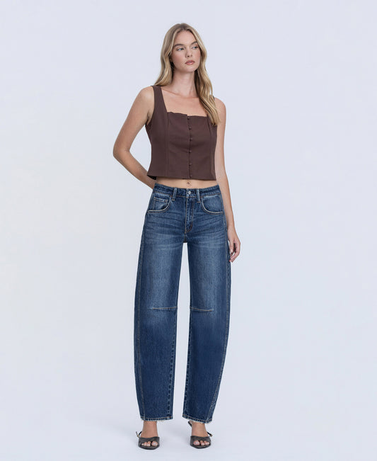 Front product images of Jadeite - High Rise Barrel Jeans