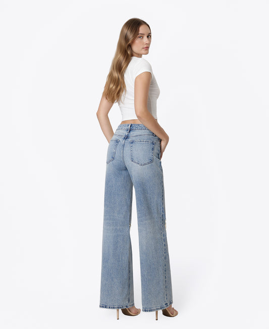 Back product images of Imaginative - High Rise Distressed Tinted Wide Leg Jeans