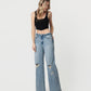 Left 45 degrees product image of Imaginative - High Rise Distressed Tinted Wide Leg Jeans