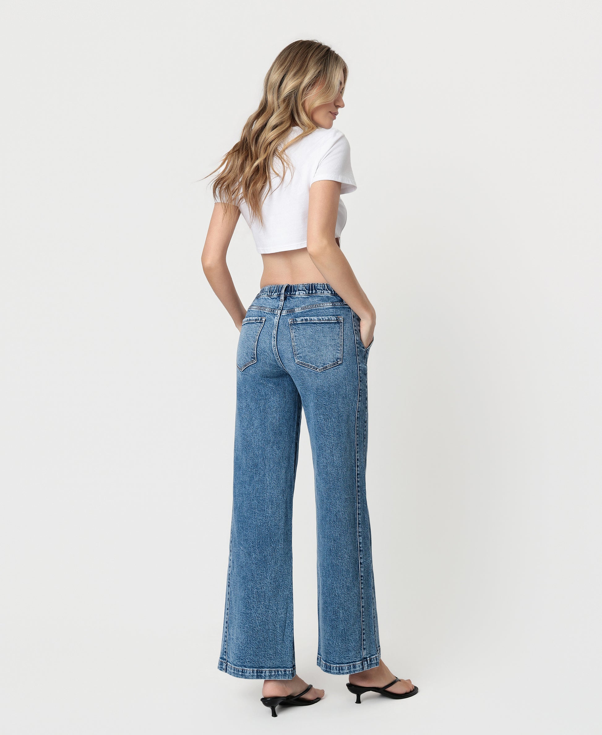 Back product images of Lady Bird - High Rise Waist Tie Twist Wide Leg Jeans