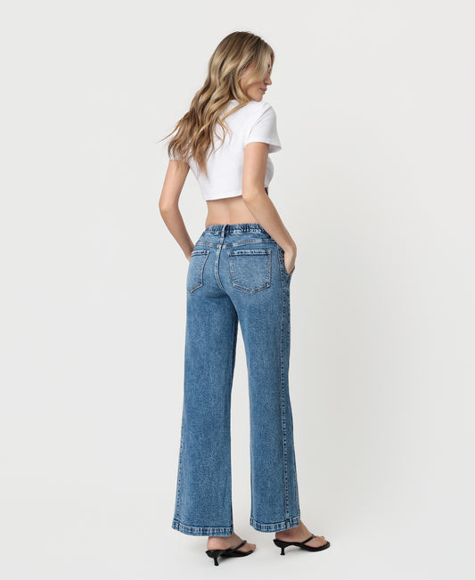 Back product images of Lady Bird - High Rise Waist Tie Twist Wide Leg Jeans