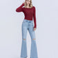 Right 45 degrees product image of York - High Rise Distressed Easy Flare Jeans
