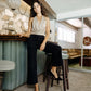 editorial image of Black - High Rise Patch Pocket Pin Tuck Wide Leg Jeans