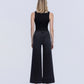 Back product images of Black - High Rise Patch Pocket Pin Tuck Wide Leg Jeans