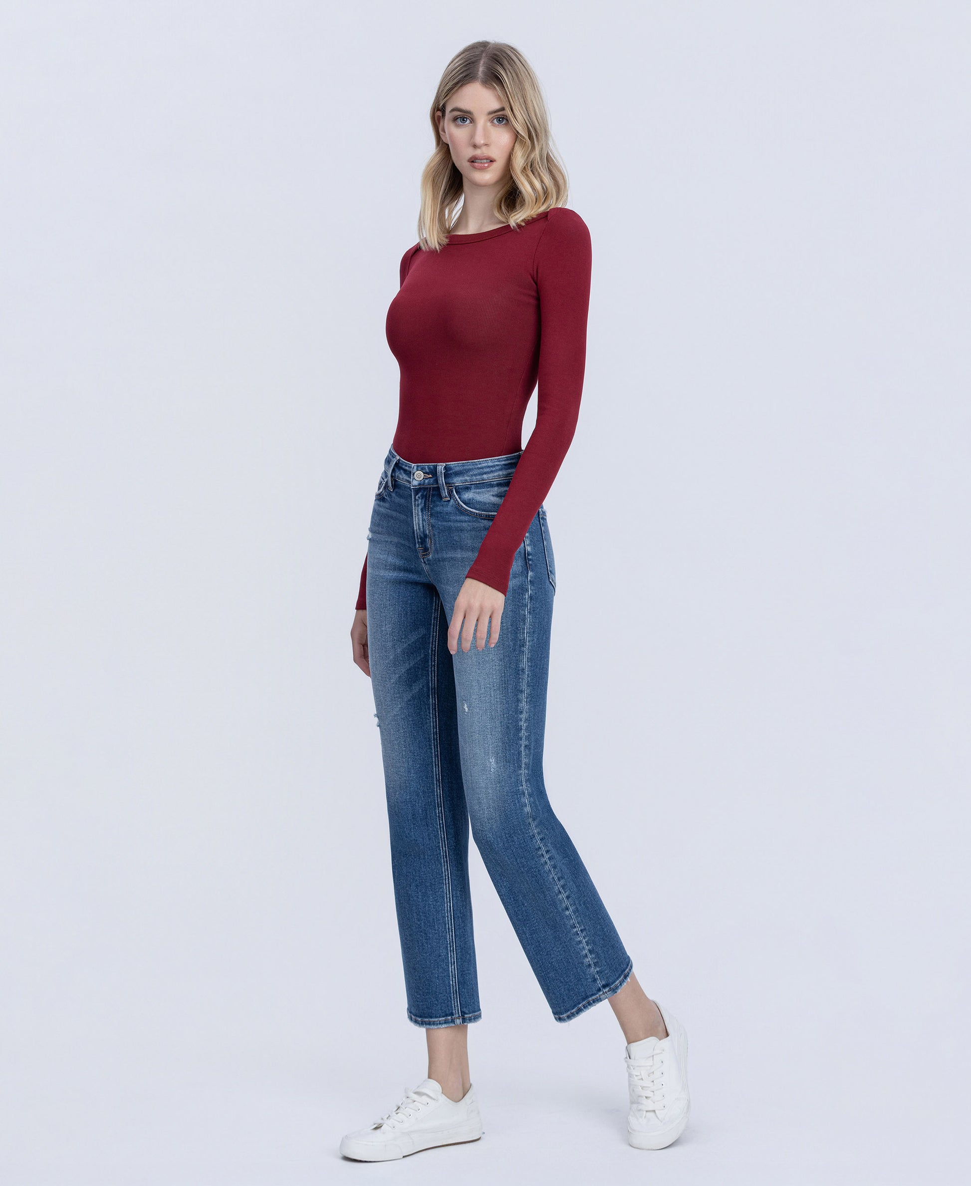 Left 45 degrees product image of Grandmaster - Mid Rise Ankle Straight Jeans