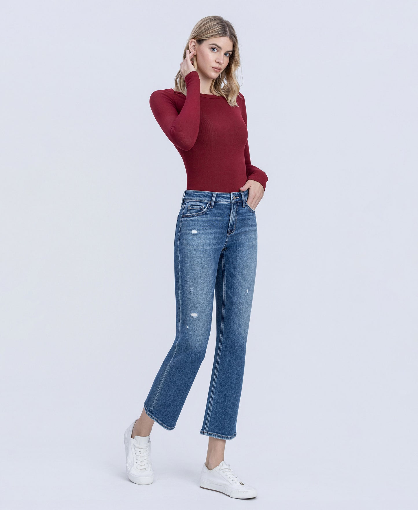 Right 45 degrees product image of Grandmaster - Mid Rise Ankle Straight Jeans