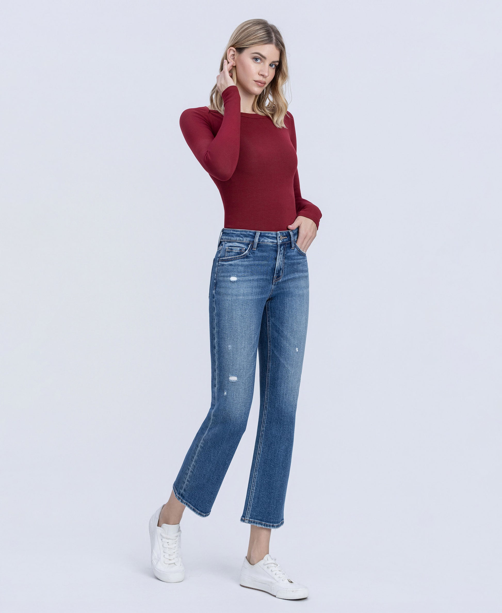 Right 45 degrees product image of Grandmaster - Mid Rise Ankle Straight Jeans