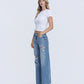 Left 45 degrees product image of Enchanting - High Rise Distressed Wide Leg Jeans