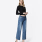 Right 45 degrees product image of Cherish - Mid Rise Ankle Wide Leg Jeans