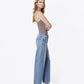 Right side product images of Civilize - High Rise Raw Hem Seam Detail Crop Barrel Jeans