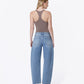Back product images of Civilize - High Rise Raw Hem Seam Detail Crop Barrel Jeans
