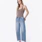 Left 45 degrees product image of Civilize - High Rise Raw Hem Seam Detail Crop Barrel Jeans