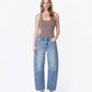 Front product images of Civilize - High Rise Raw Hem Seam Detail Crop Barrel Jeans