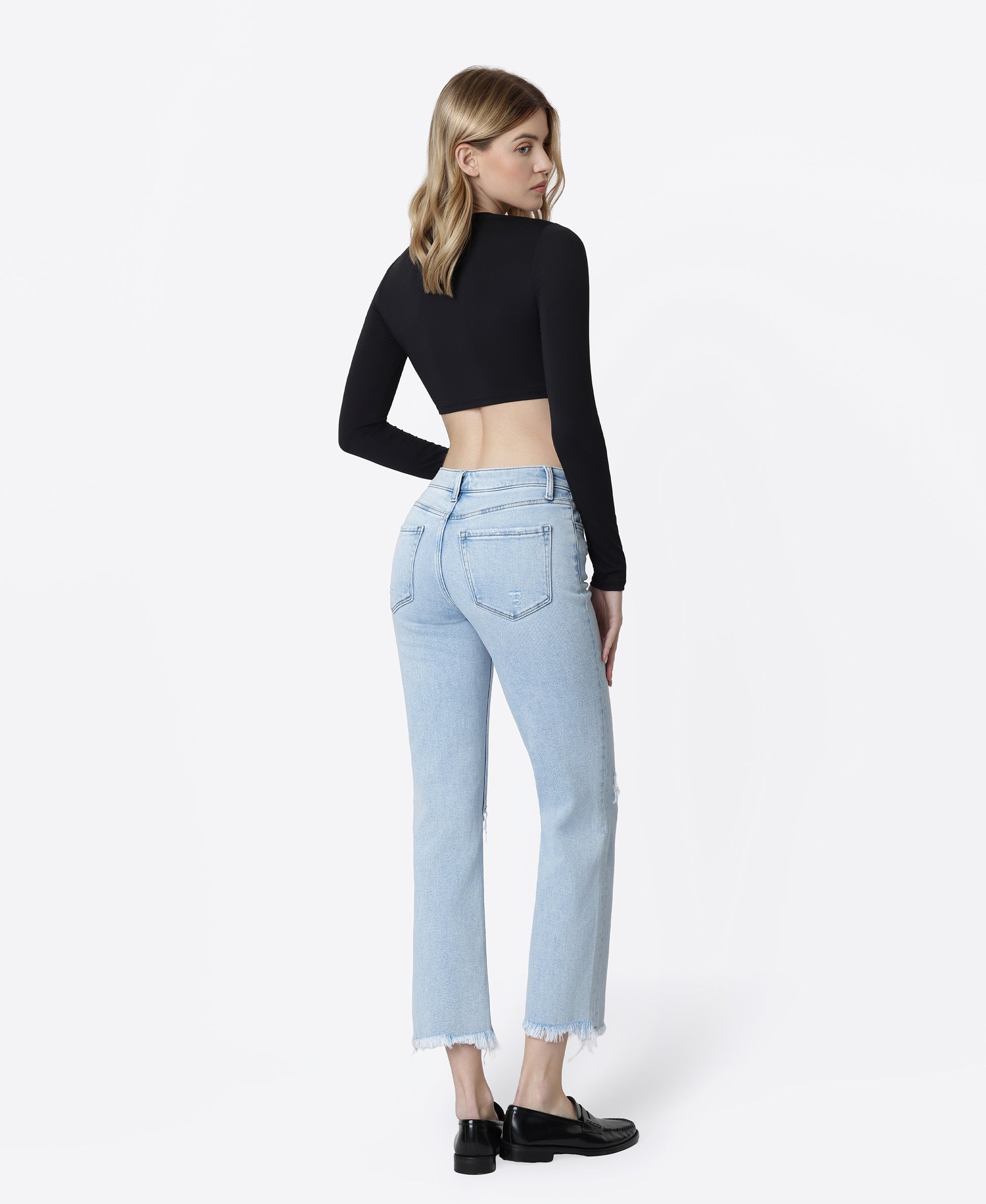 Back product images of Electrostatic - High Rise Distressed Ankle Straight Jeans
