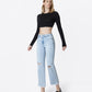 Left 45 degrees product image of Electrostatic - High Rise Distressed Ankle Straight Jeans