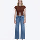 Front product images of Emphasized - High Rise Distressed Hem Ankle Slim Wide Leg Jeans
