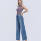 Left 45 degrees product image of Glow - Mid Rise Stone Embellished Wide Leg Jeans