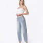 Left 45 degrees product image of Stripe - High Rise Striped Paint Splash Barrel Jeans