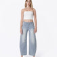 Front product images of Stripe - High Rise Striped Paint Splash Barrel Jeans