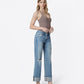 Right 45 degrees product image of Glitz - Mid Rise Distressed Cuffed Slim Wide Leg Jeans