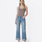 Front product images of Glitz - Mid Rise Distressed Cuffed Slim Wide Leg Jeans