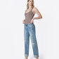 Left 45 degrees product image of Glitz - Mid Rise Distressed Cuffed Slim Wide Leg Jeans