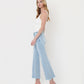 Left side product images of Charm - High Rise Uneven Frayed Hem Crop Easy Flare Jeans