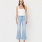 Front product images of Charm - High Rise Uneven Frayed Hem Crop Easy Flare Jeans