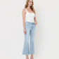 Right 45 degrees product image of Charm - High Rise Uneven Frayed Hem Crop Easy Flare Jeans