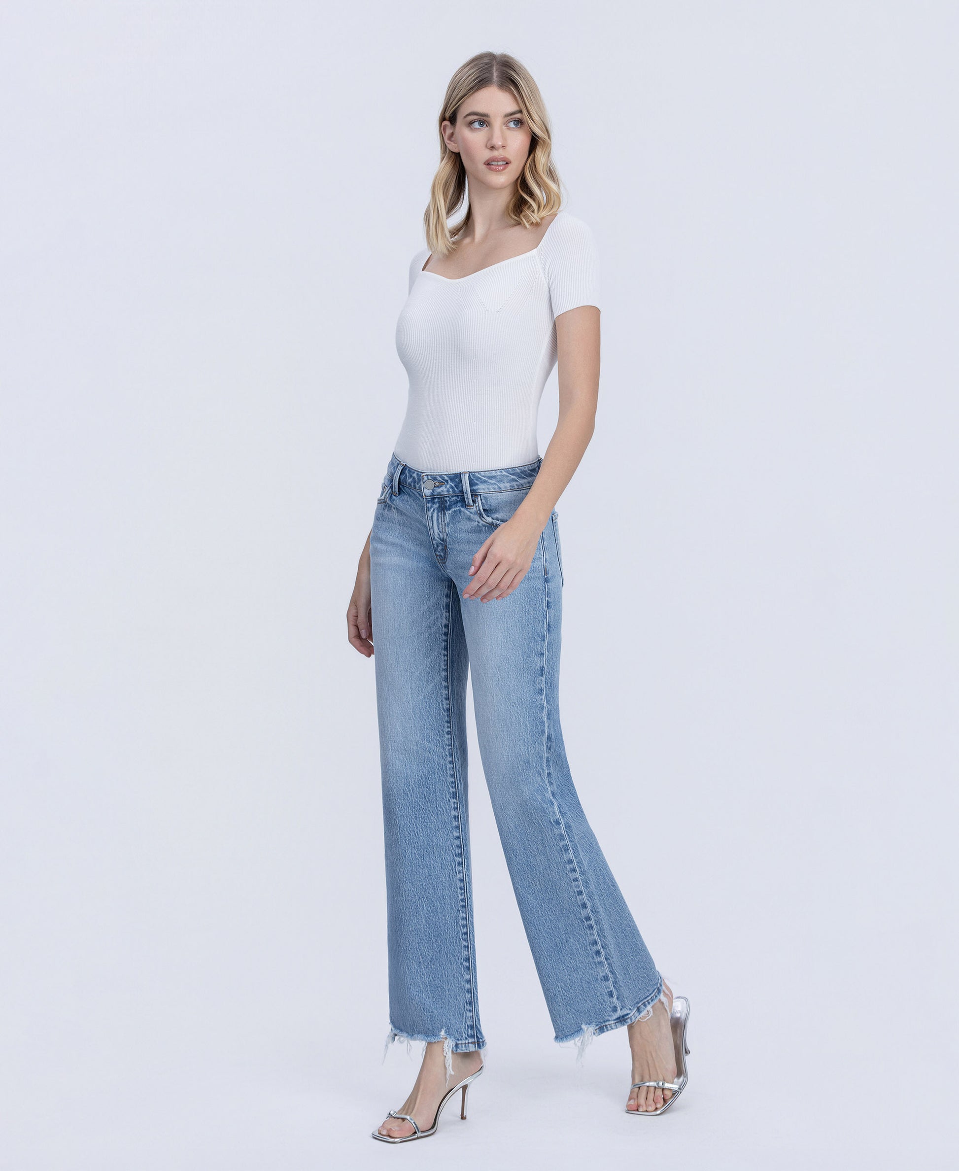 Left 45 degrees product image of Charmed - Low Rise Vintage Flare Jeans